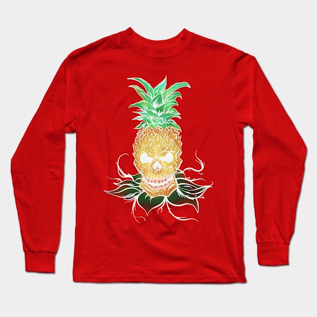 Pineapple Skull White Long Sleeve T-Shirt by Danispolez_illustrations